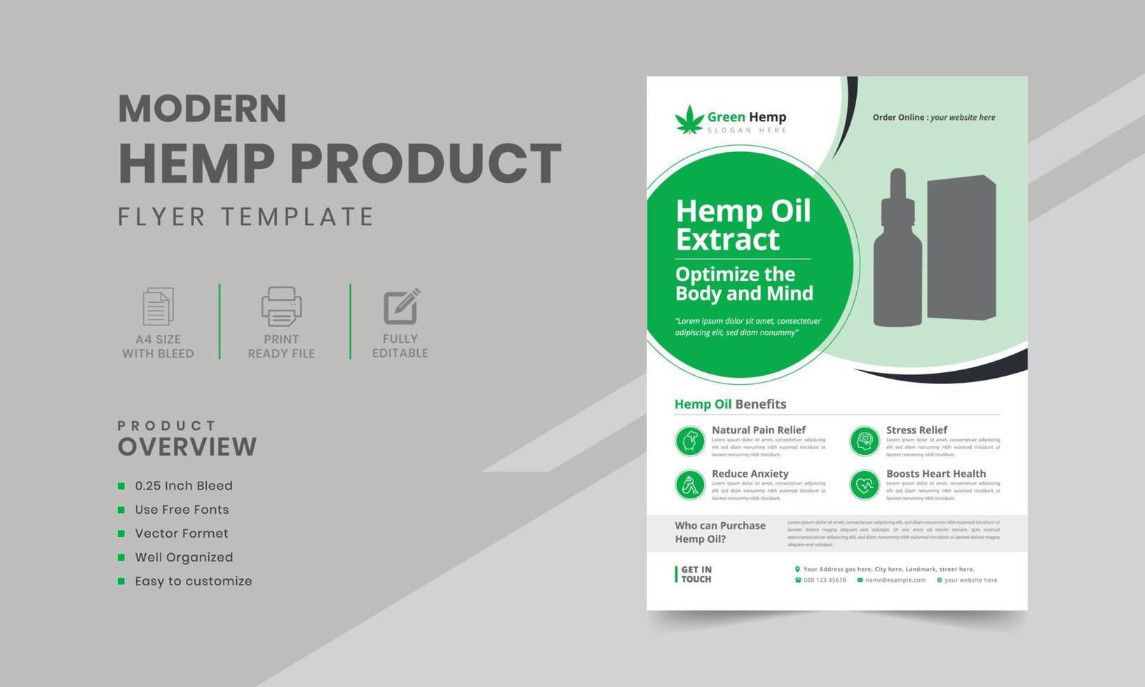 Hemp or cbd product sale flyer template. Cannabis sativa product sale flyer design vector