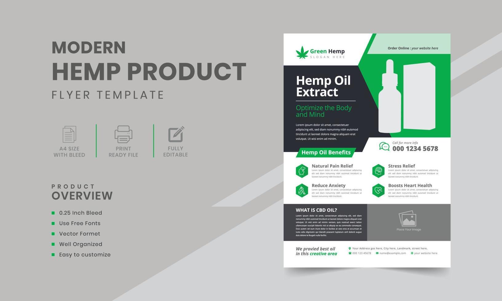 Hemp or cbd product sale flyer template. Cannabis sativa product sale flyer design vector