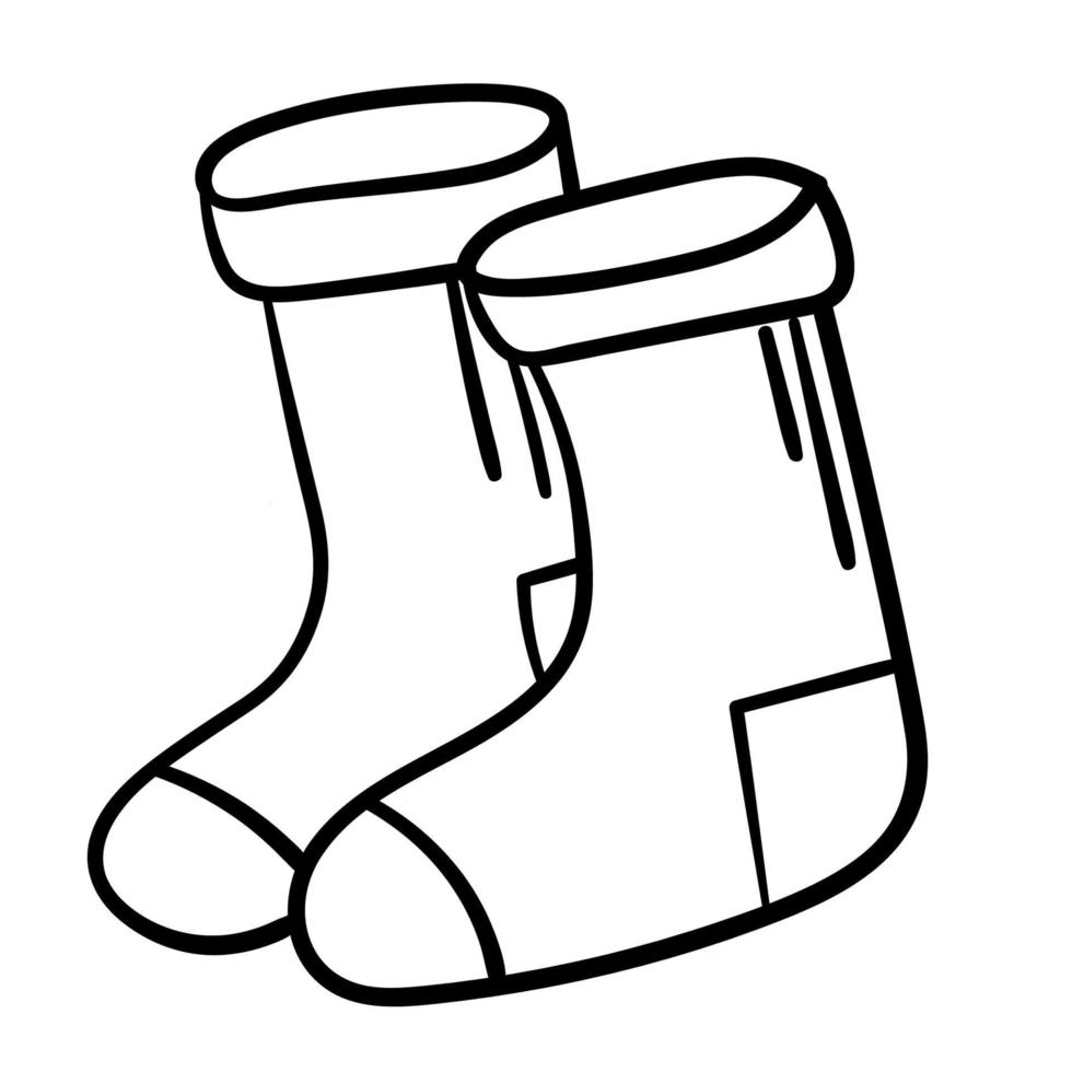 Doodle sticker cute warm socks vector