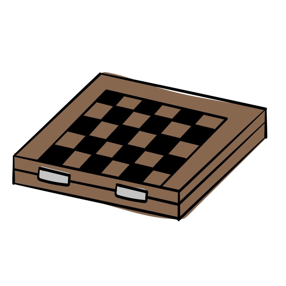 Doodle sticker chess board game vector