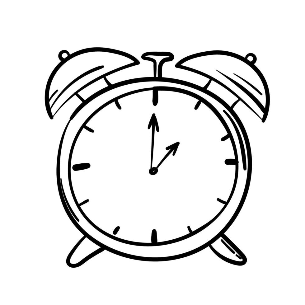 Doodle Simple Alarm Clock Sticker vector