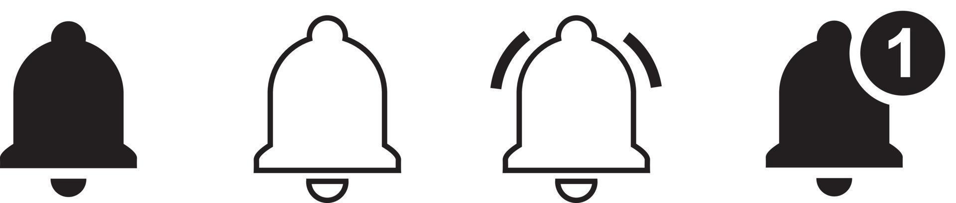Notification bell icon. Alarm symbol. Incoming inbox message. Ringing bells. Alarm clock and smartphone application alert. Social media element. New message symbol flat style vector