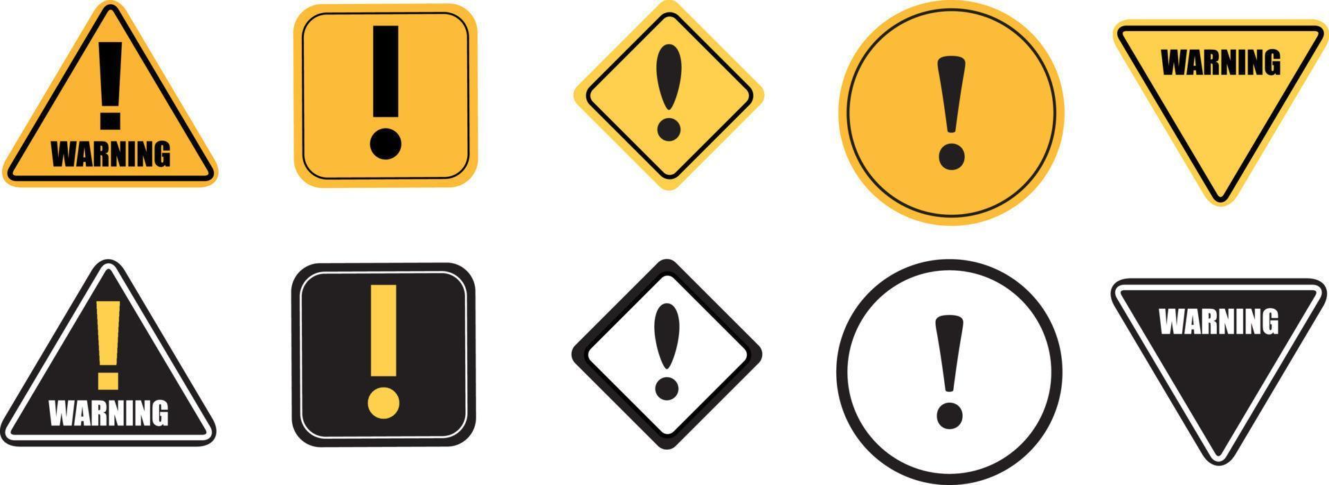 Caution warning signs. Exclamation danger sign. Warnings, attention sumbol. Triangle warning flat style vector