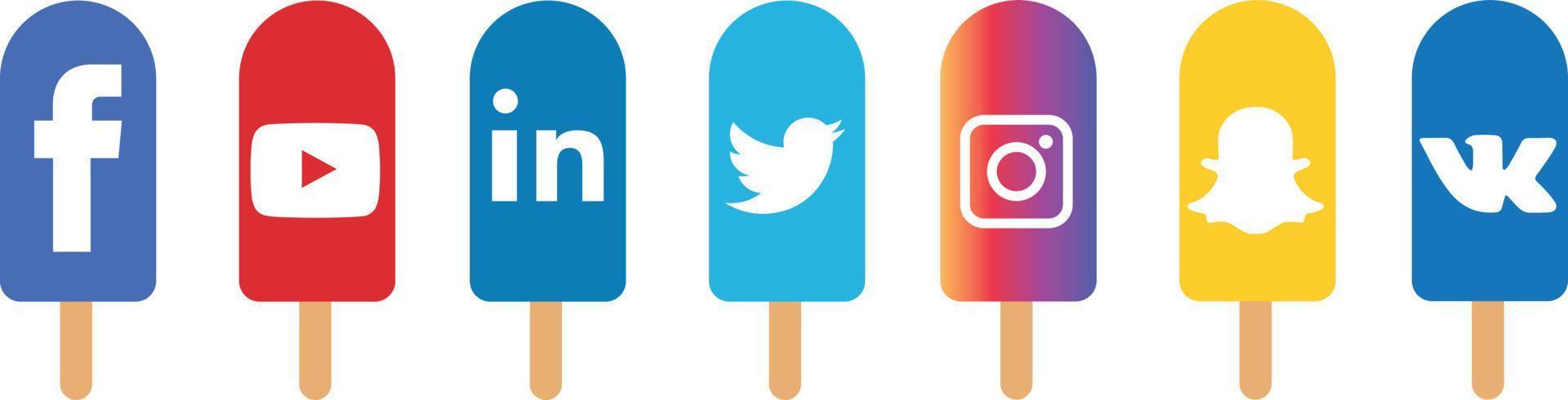 ice cream social icons vector