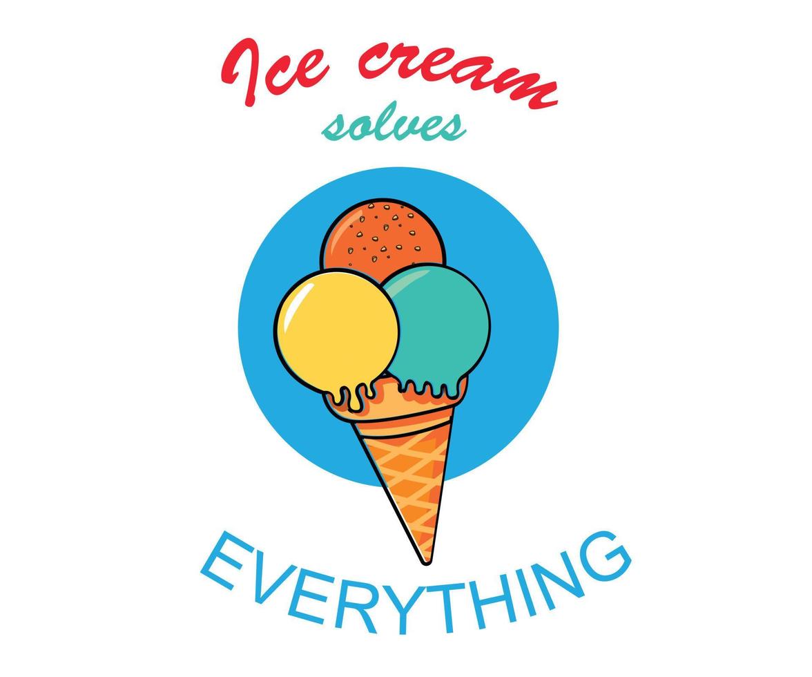 Illustration of ice cream cone. vector