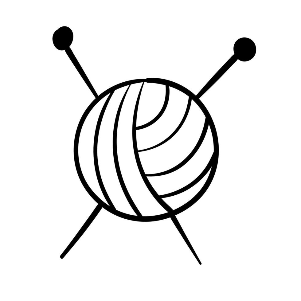Doodle sticker ball of yarn for knitting vector