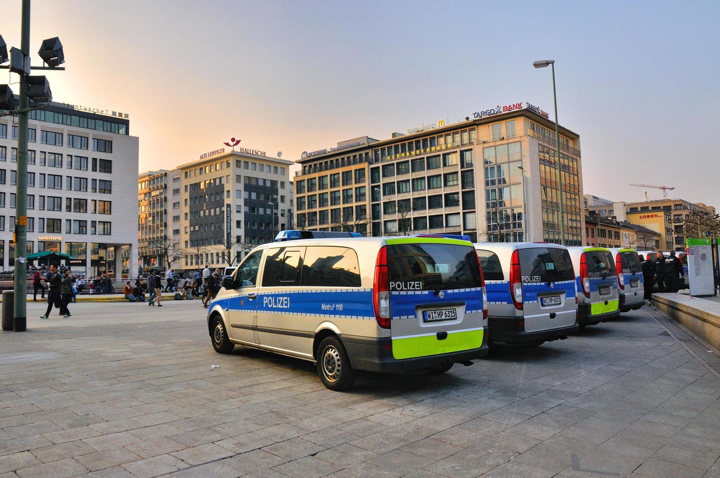 FRANKFURT, GERMANY - MARCH 18, 2015 Police cars, Demonstration Blockupy photo