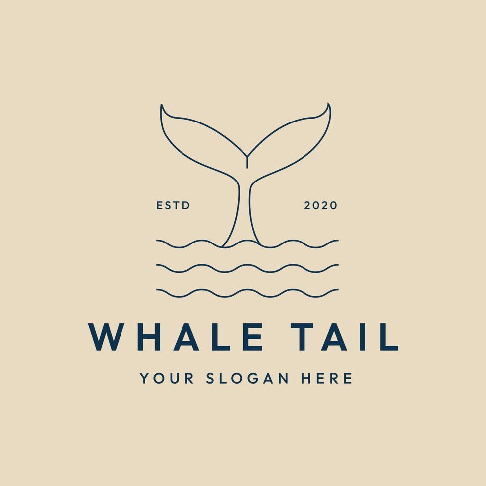 logotipo de arte de línea de cola de ballena, icono y símbolo, diseño de ilustración vectorial vector