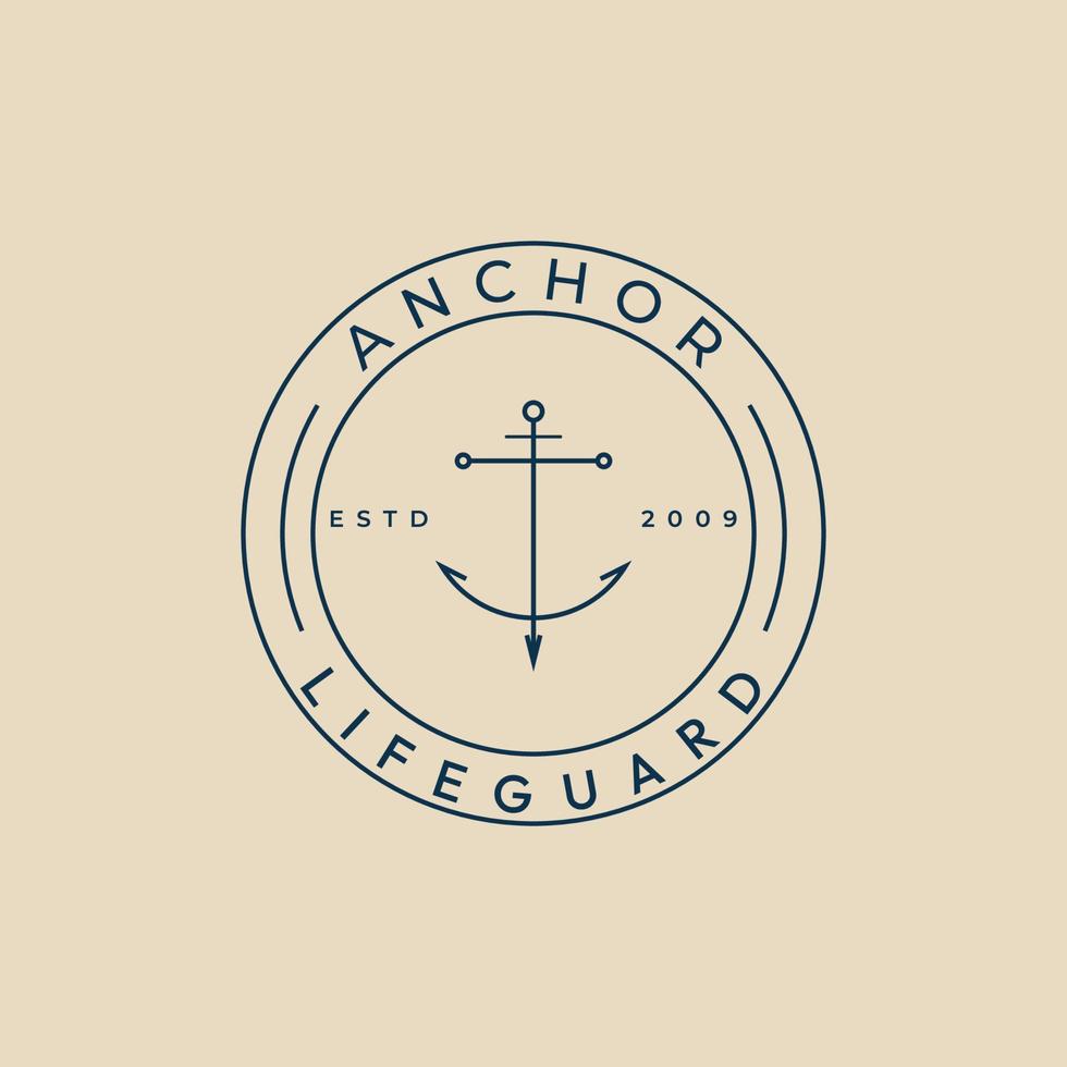 anchor line art logo, icon and symbol,  with emblem vector illustration design