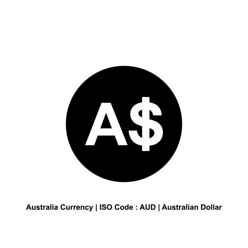 moneda de australia, aud, símbolo de icono de dólar australiano. ilustración vectorial vector
