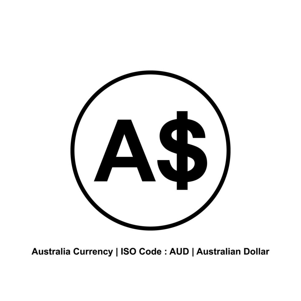 Australia Currency, AUD, Australian Dollar Icon symbol. Vector Illustration