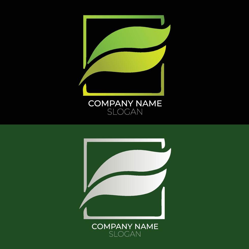 Green square leaf logo icon. Box plant sign. Eco brand app symbol. Nature company emblem. Vector illustration.