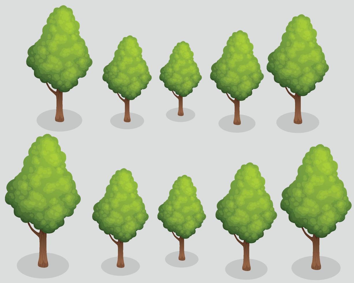 archivo vectorial de ilustración de árbol natural, conjunto de árboles.montaña, vector de río.