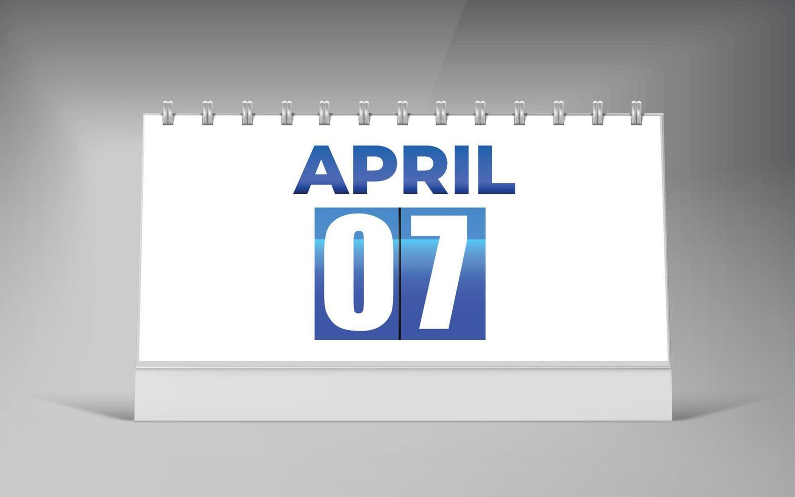 April 07, Desk Calendar Design Template. Single Date Calendar Design. vector