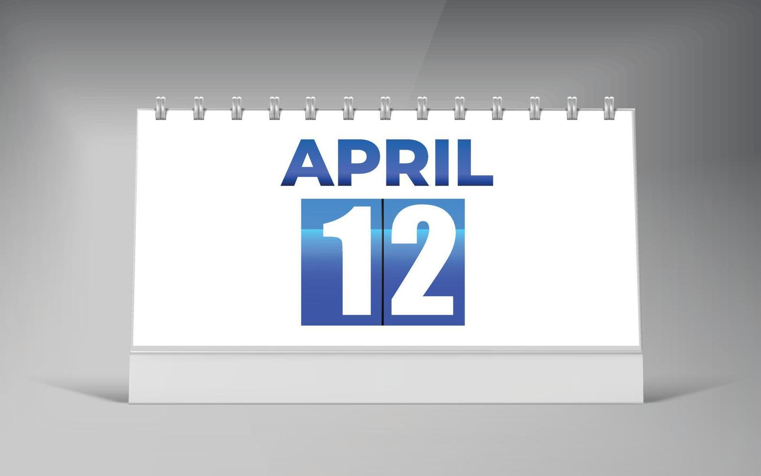 April 12, Desk Calendar Design Template. Single Date Calendar Design. vector