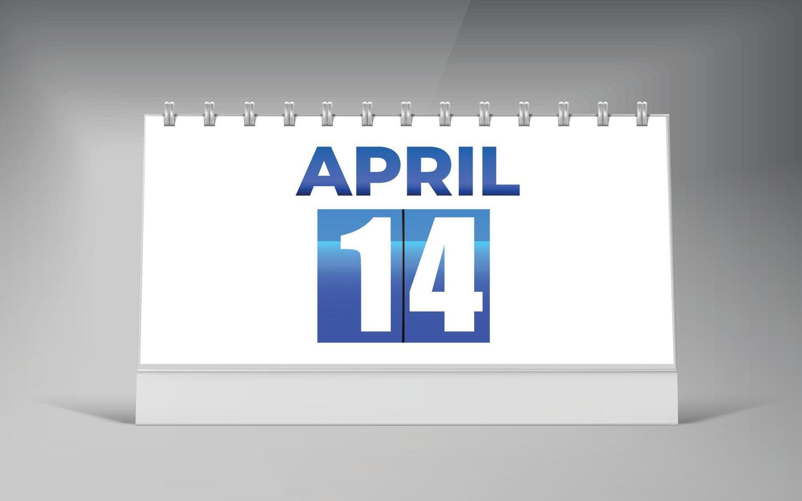 April 14, Desk Calendar Design Template. Single Date Calendar Design. vector
