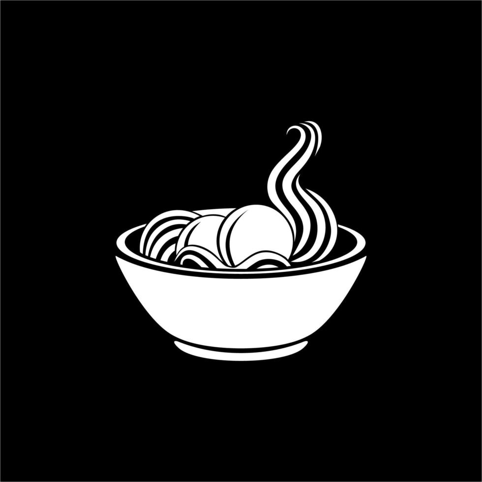 albóndigas en la taza. silueta del tazón de fideos para logotipo o elemento de diseño gráfico. bakso. ilustración vectorial vector