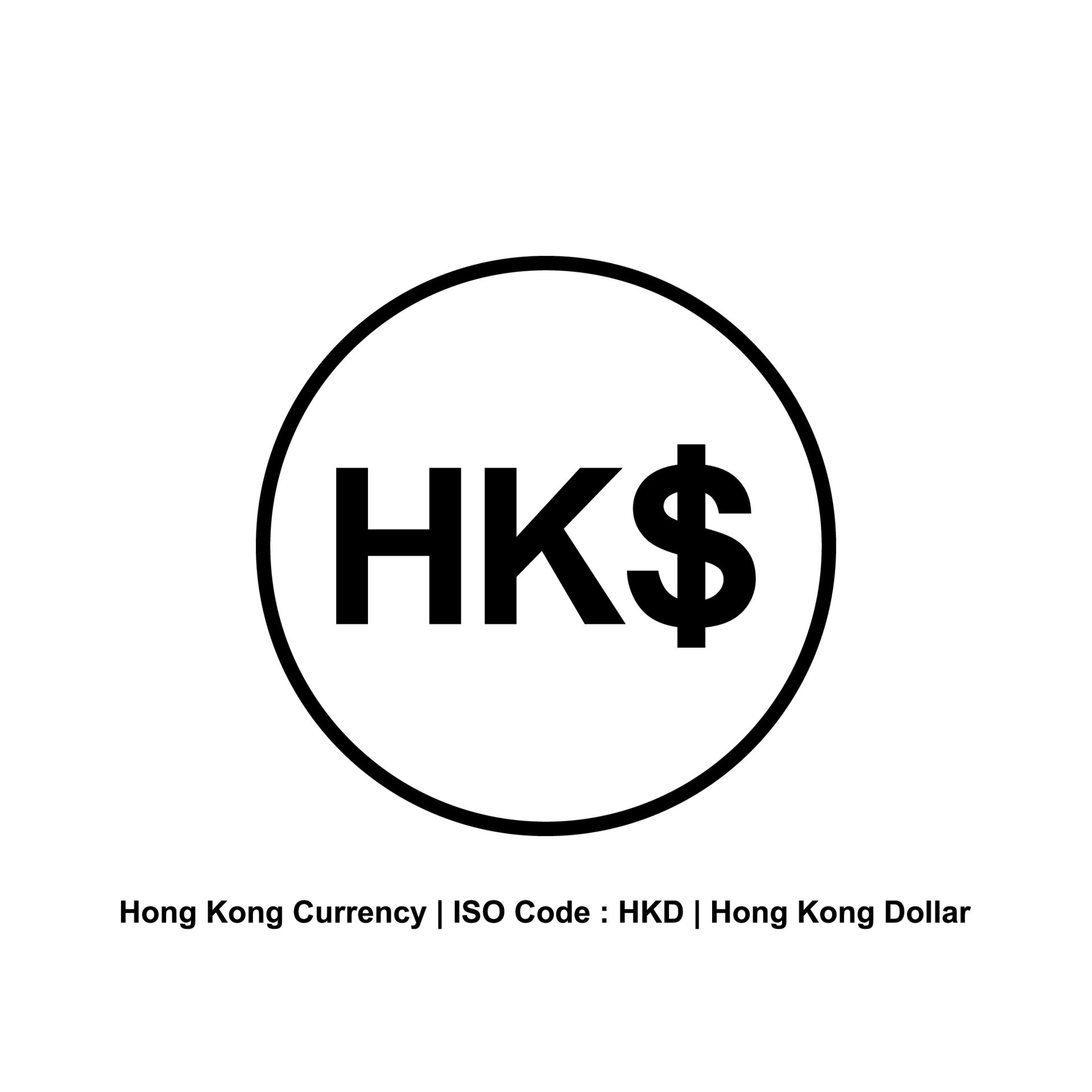 Hong Kong Currency, HKD, Hong Kong Dollar Icon Symbol. Vector