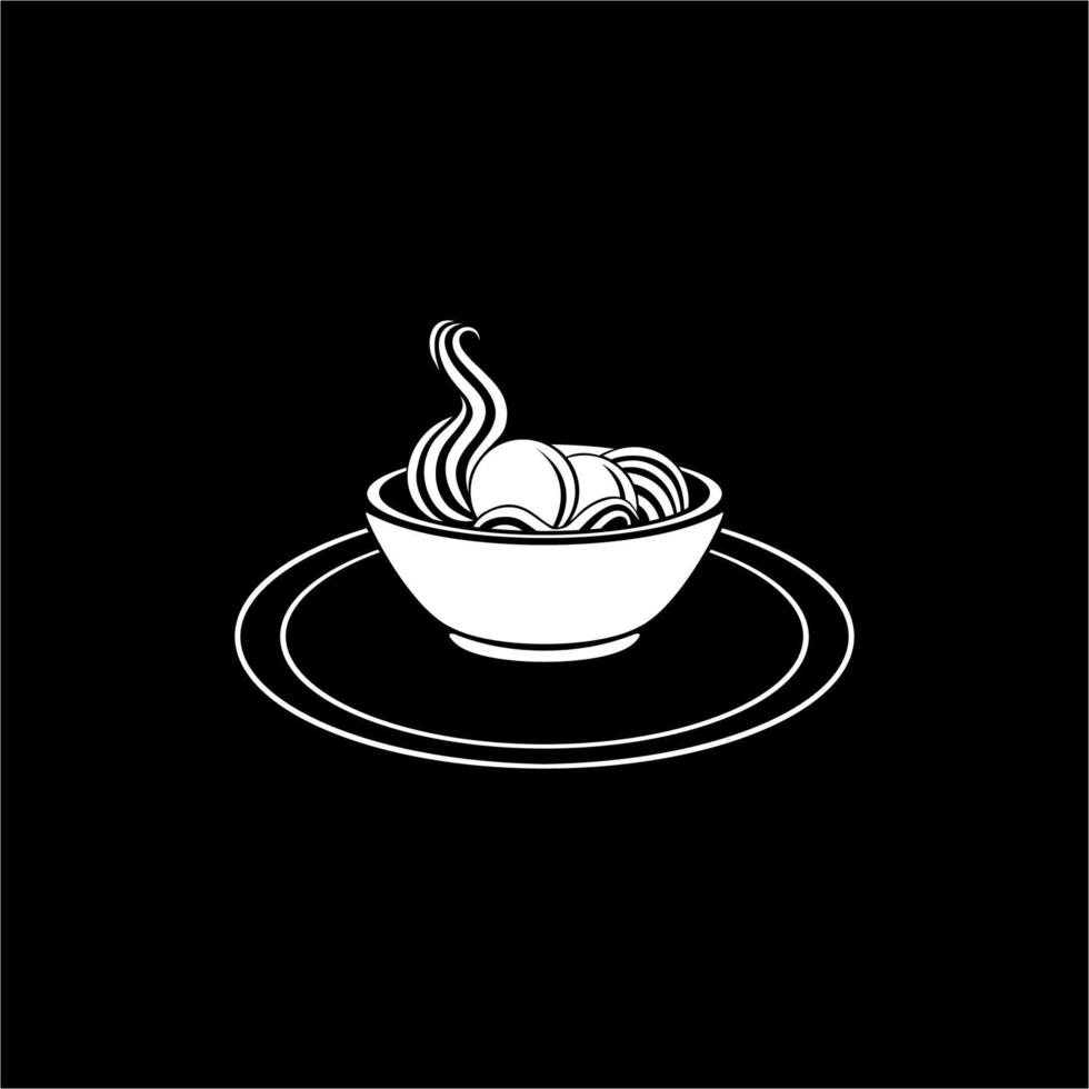 Meat Balls in the Cup. Silhouette of the Noodle Bowl for Logo or Graphic Design Element. Bakso. Vector Illustration