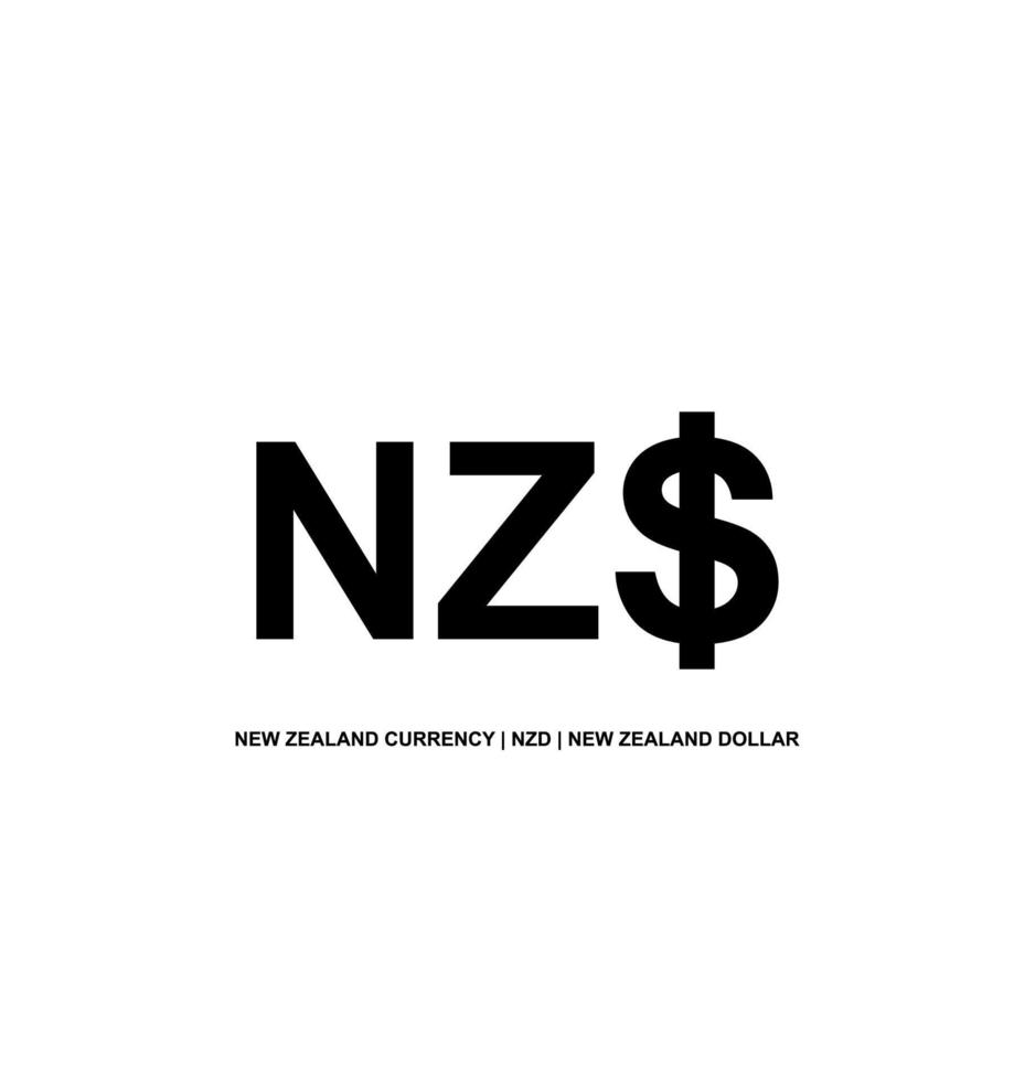 New Zealand Currency, NZD, New Zealand Dollar. Vector Illustration