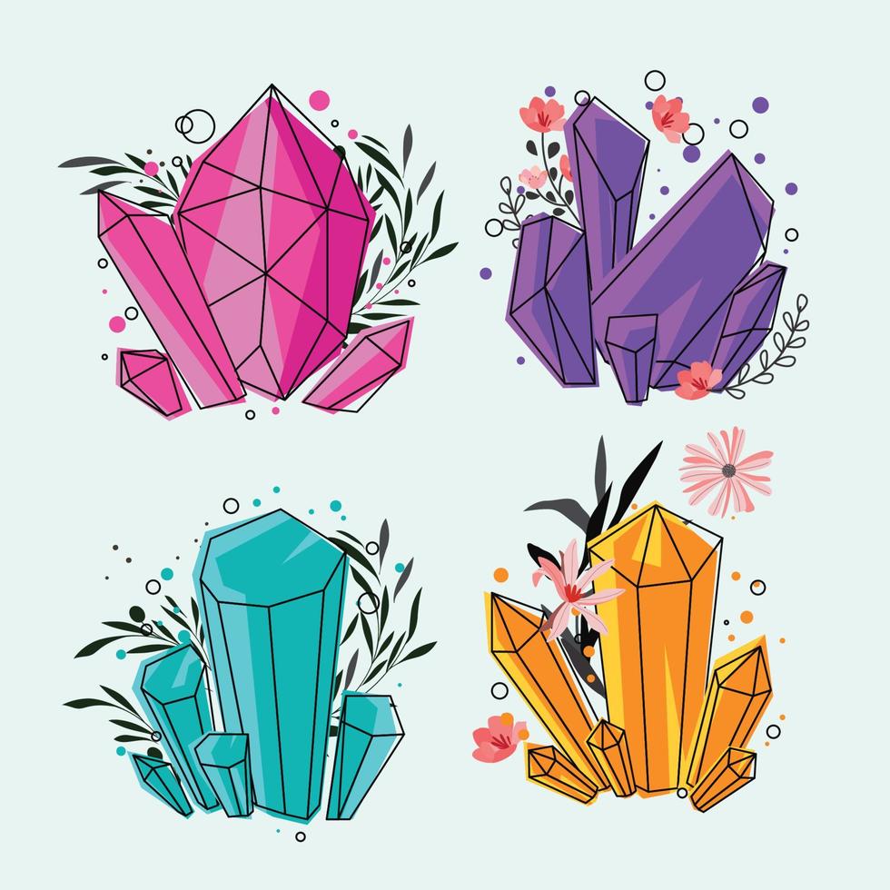 Minimalist Tattoo Gemstones Design vector