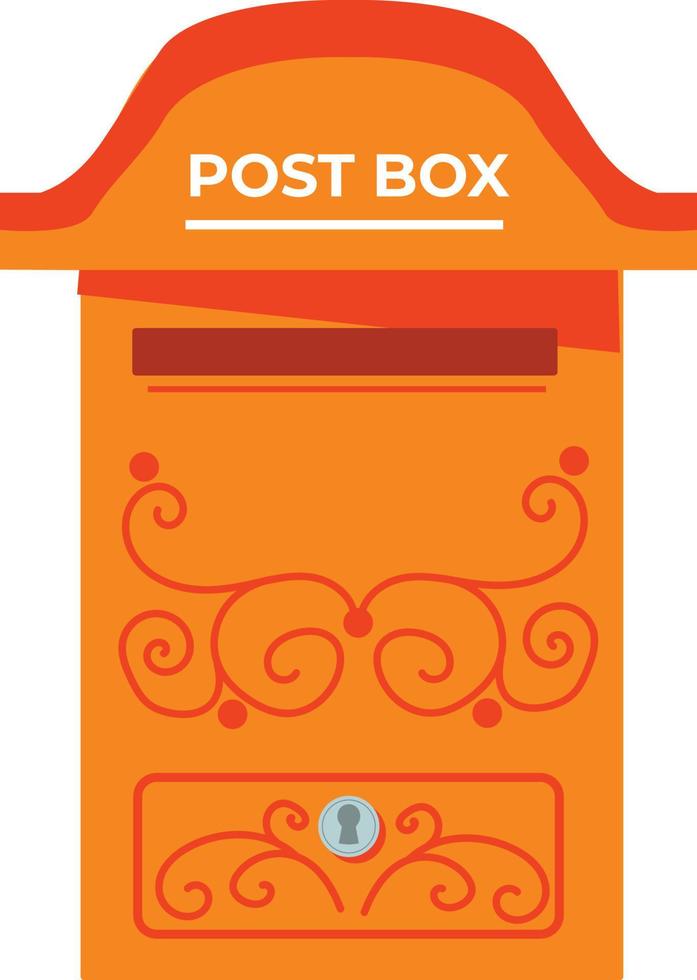 Traditional Old Post Box Vector Design, Vintage red mail Post box illustration,