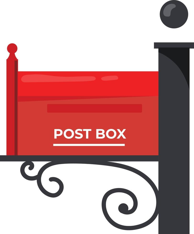 diseño tradicional de vector de buzón antiguo, ilustración de buzón de correo rojo vintage,
