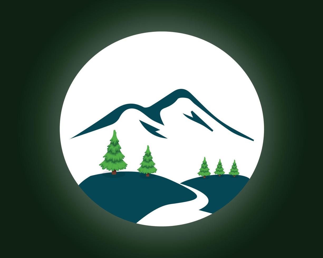 Natural Tree illustration Vector File, Tree set.Mountain, River Vector.