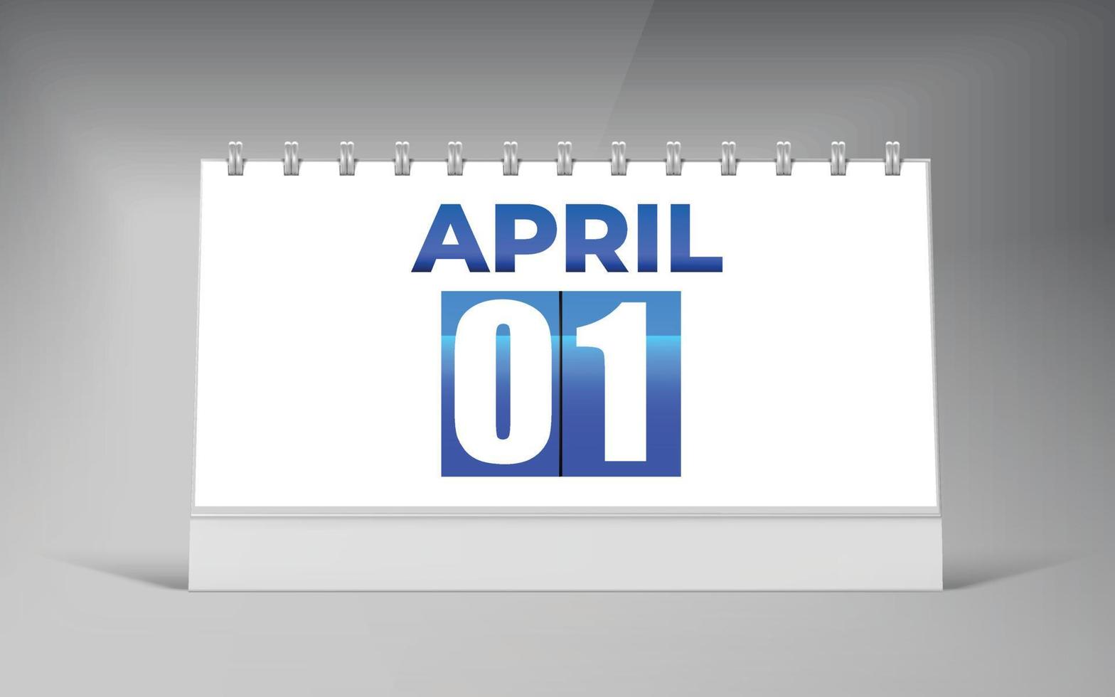 01 de abril, plantilla de diseño de calendario de escritorio. diseño de calendario de fecha única. vector