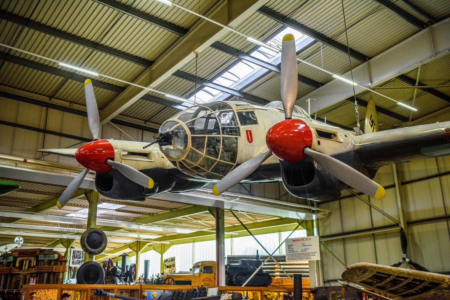 SINSHEIM, GERMANY - MAI 2022 white red german bomber aircraft Heinkel He 111 photo