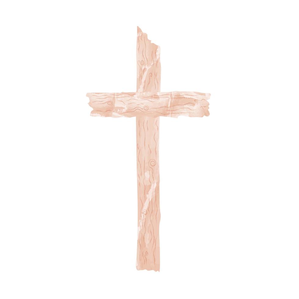 crucifijo o cruz ha resucitado resurrección de cristo pascua boda bautizo pintura acuarela vector