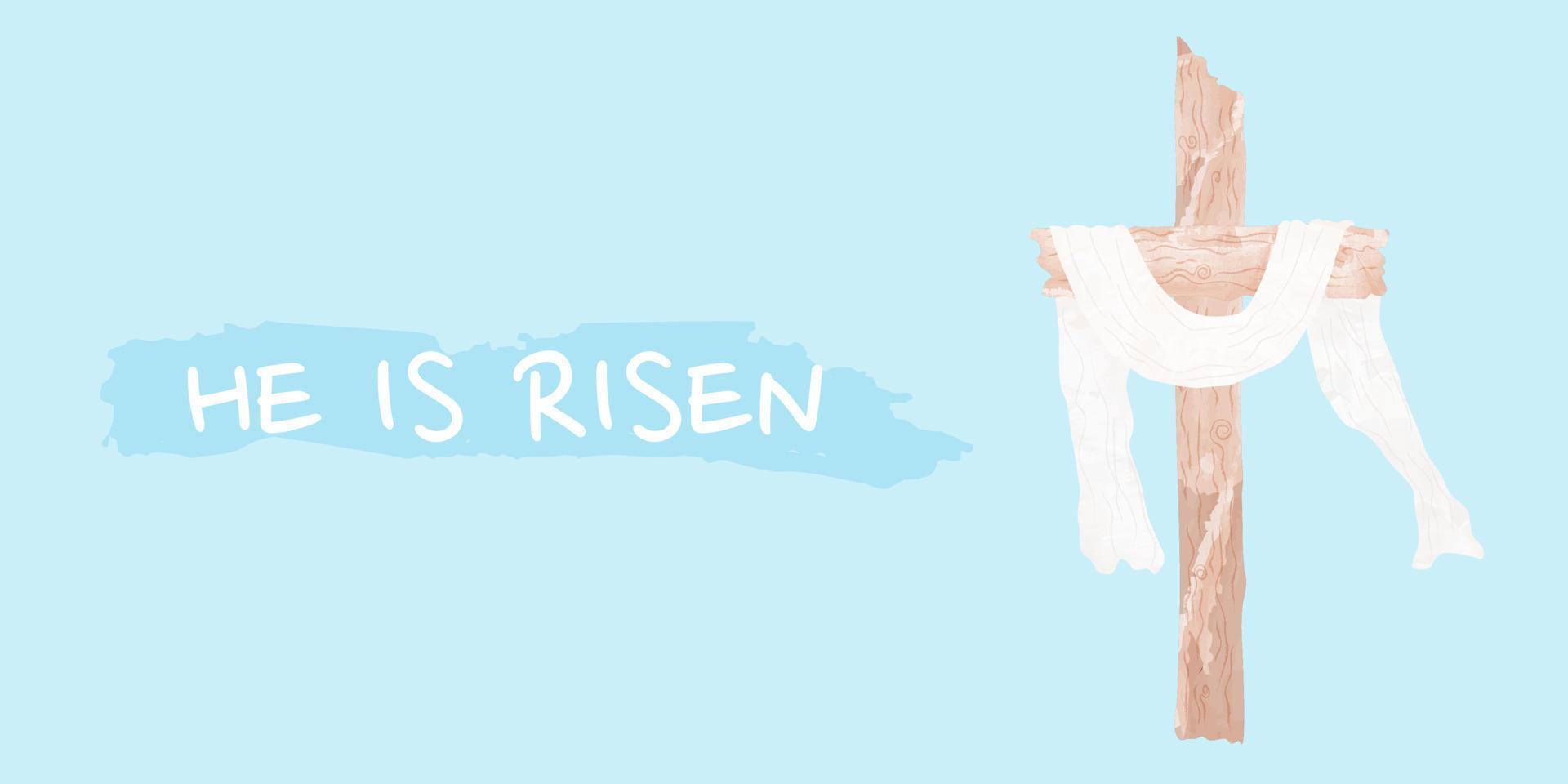 Crucifix or Cross in the Sky He is Risen Resurrection of Christ Easter Christening Banner vector