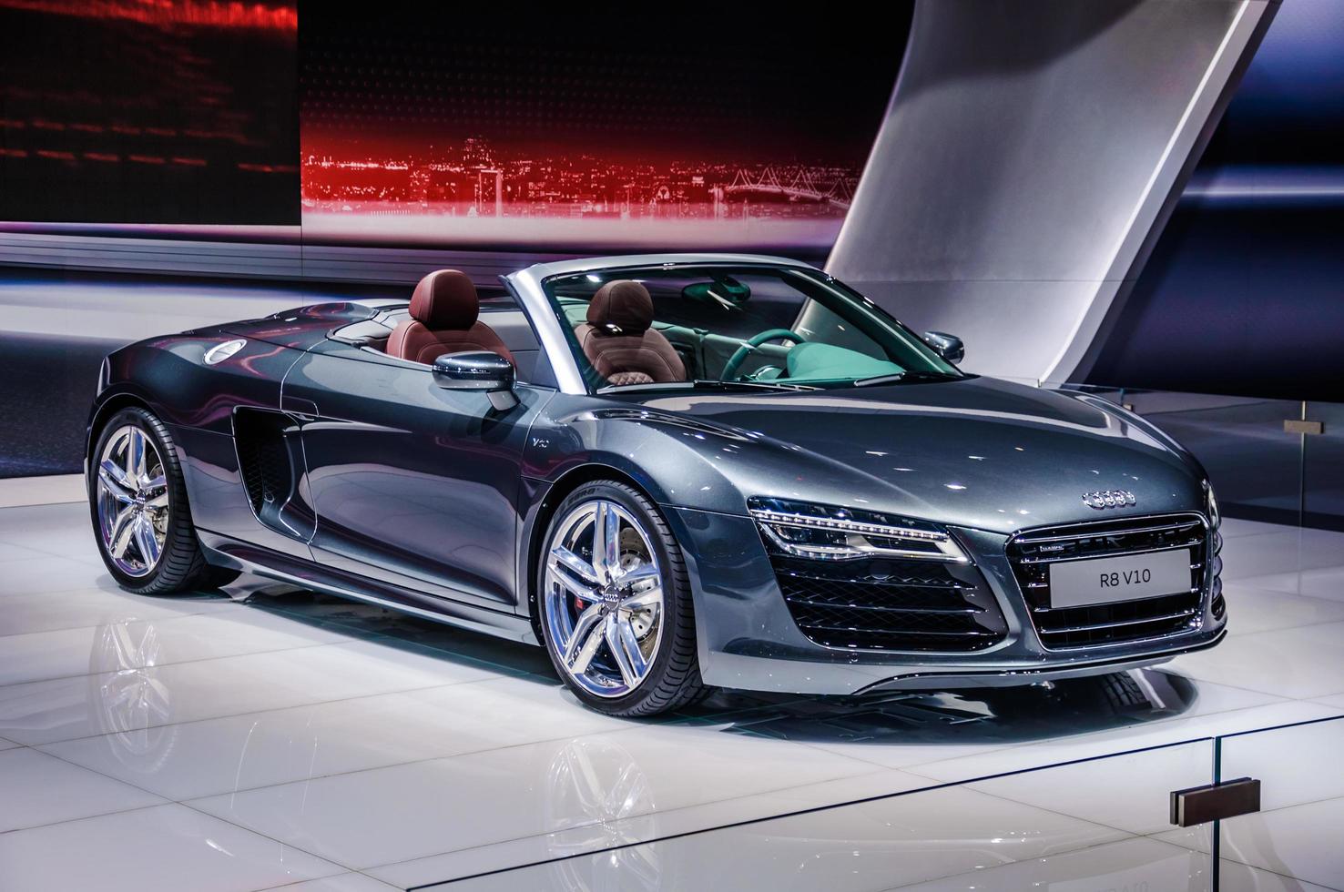 MOSCOW, RUSSIA - AUG 2012 AUDI R8 SPYDER V10 presented as world premiere at the 16th MIAS Moscow International Automobile Salon on August 30, 2012 in Moscow, Russia photo