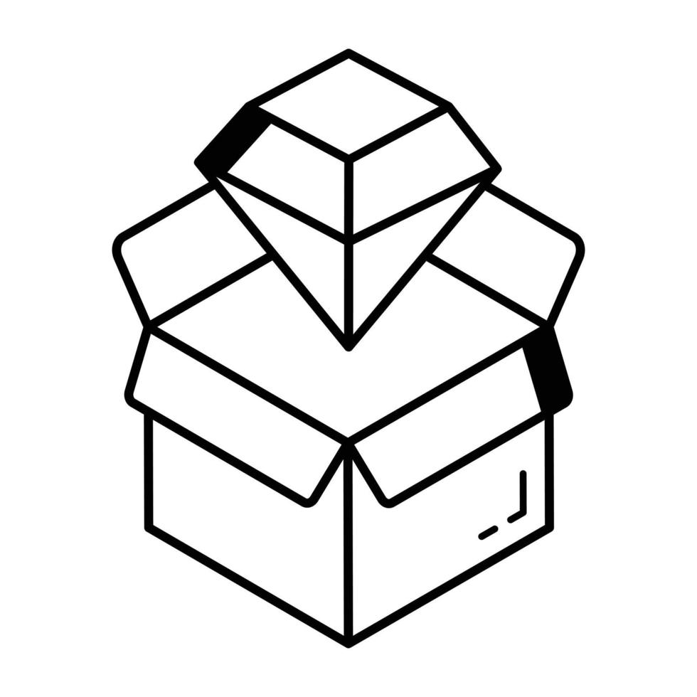 Modern outline isometric icon of diamond delivery vector