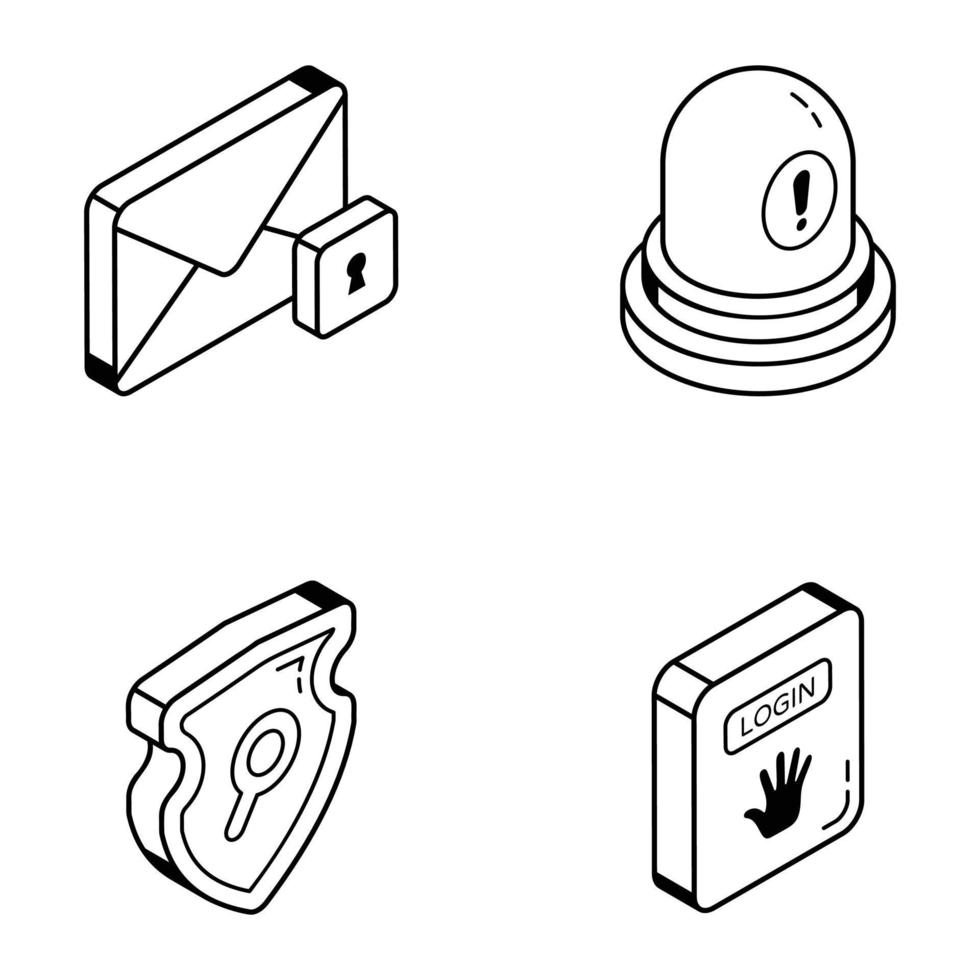 iconos isométricos de seguridad y acceso vector