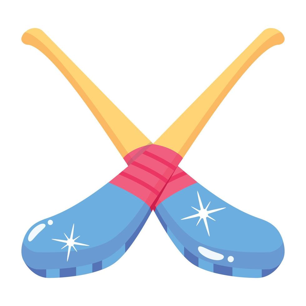 Flat editable icon of hockey sticks vector