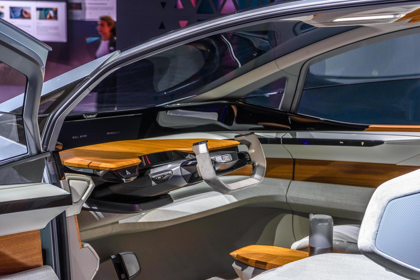 FRANKFURT, GERMANY - SEPT 2019 silver AUDI AI ME - AIME E-TRON, electric car concept study, IAA International Motor Show Auto Exhibtion photo