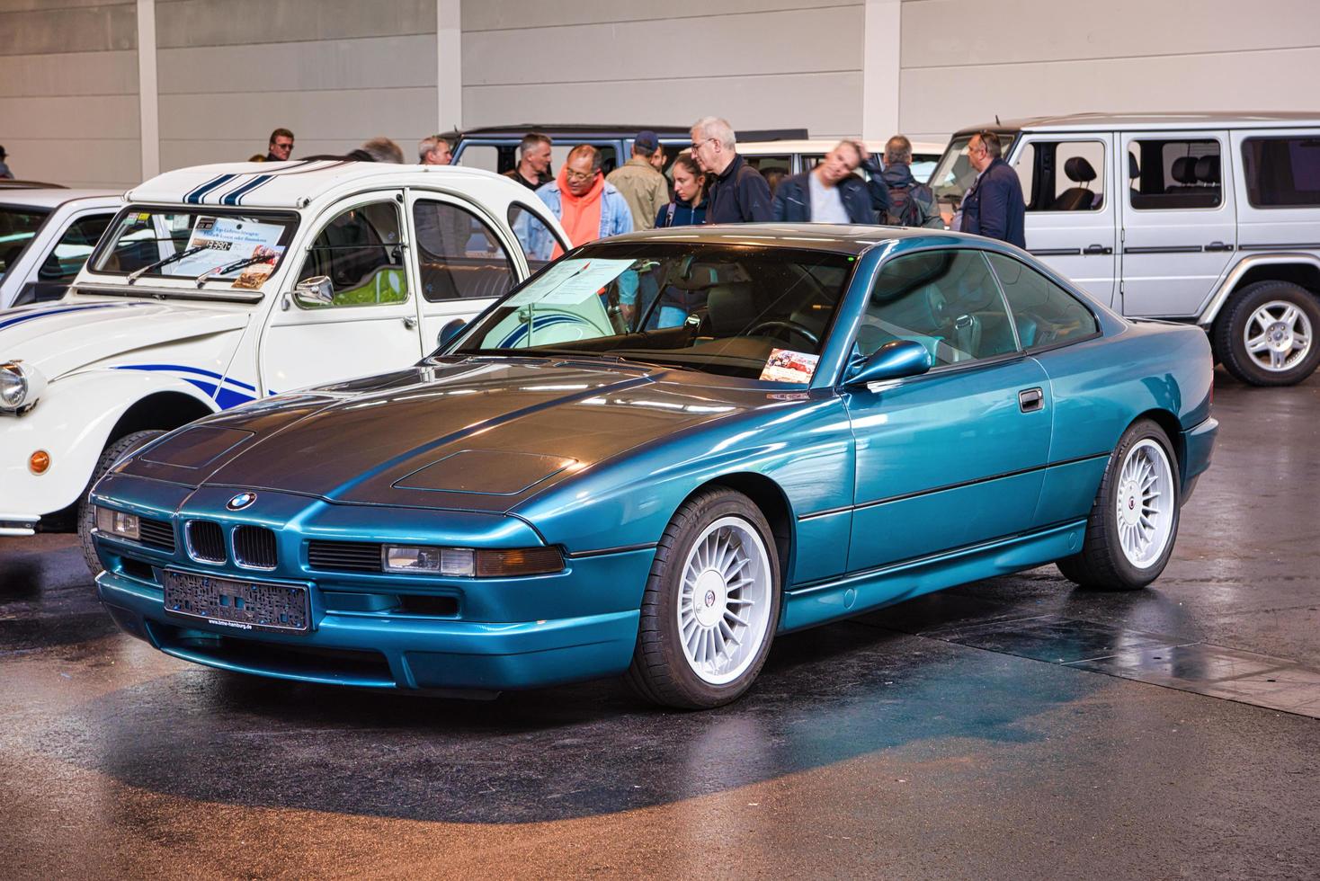 FRIEDRICHSHAFEN - MAY 2019 blue BMW 8 840 E31 Ci 1990 coupe at Motorworld Classics Bodensee on May 11, 2019 in Friedrichshafen, Germany photo