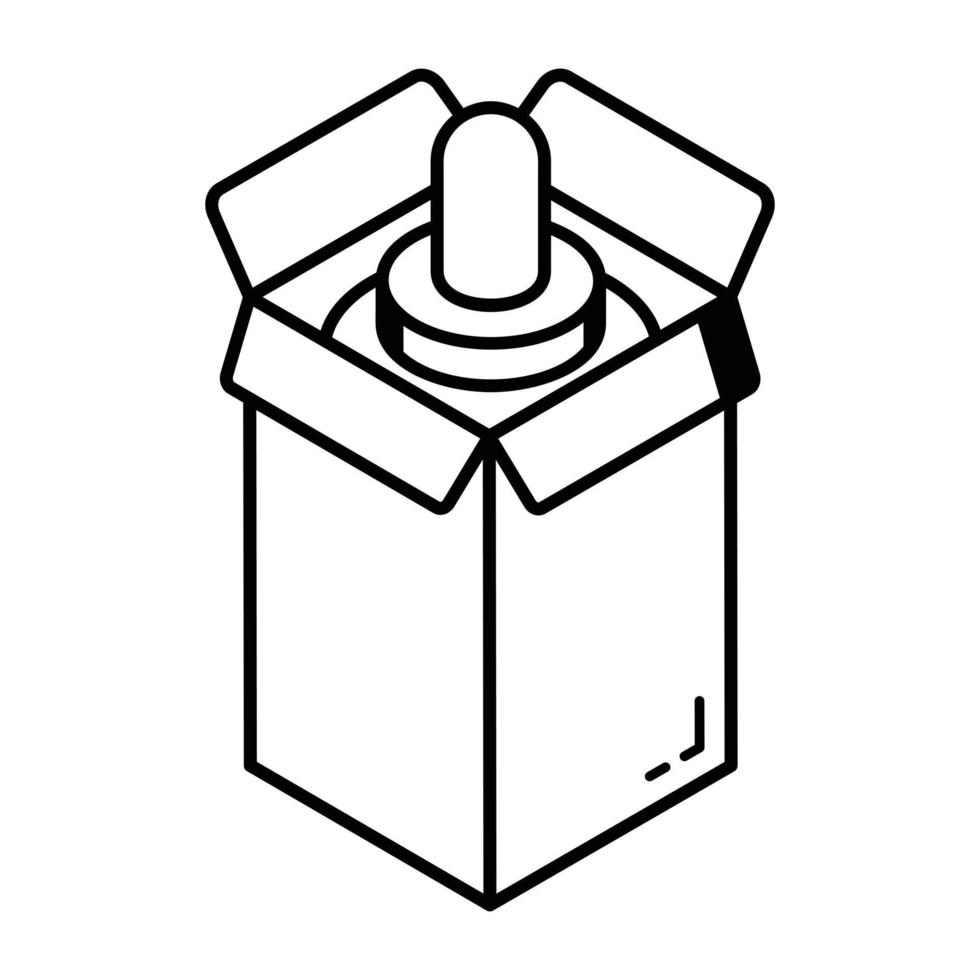A linear isometric icon of dropper bottle vector