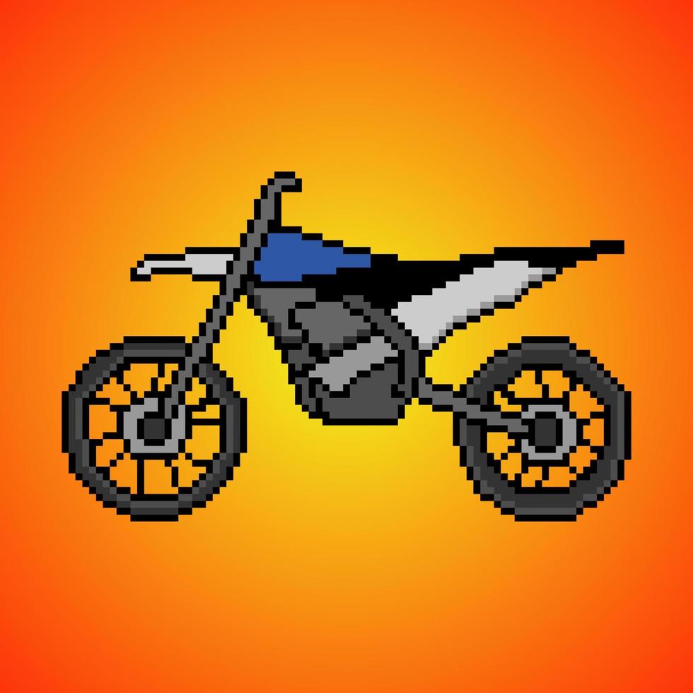 Motocross motorbike with pixel art. Vector illustration.