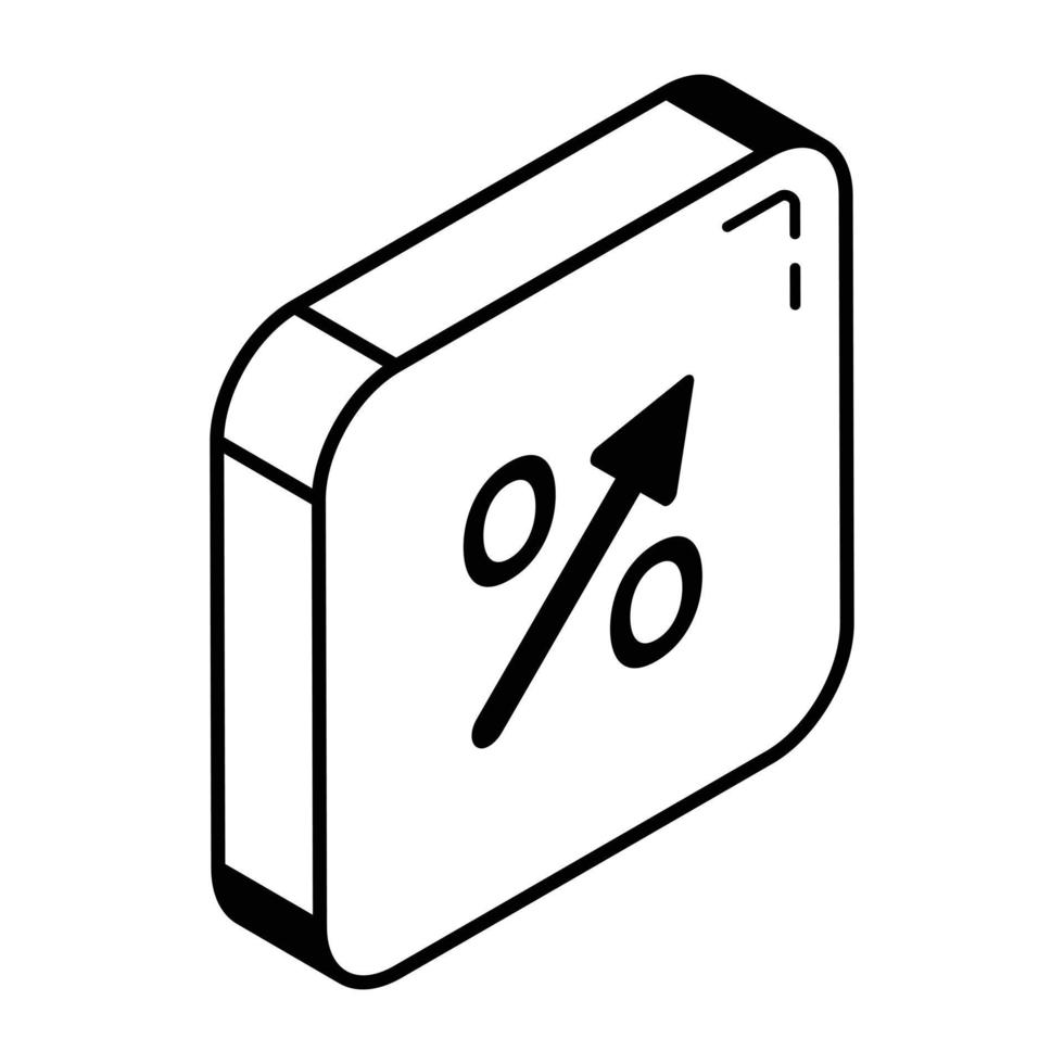 Premium outline isometric icon of interest rate vector
