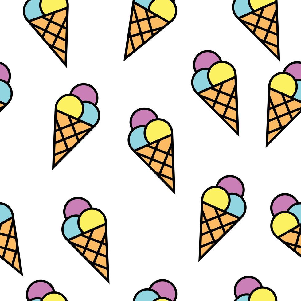 Ice cream Cone Colored Seamless Background Pattern vector