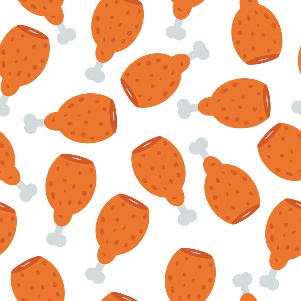 Fried Chicken Thigh, Drumstick Seamless Background Pattern vector