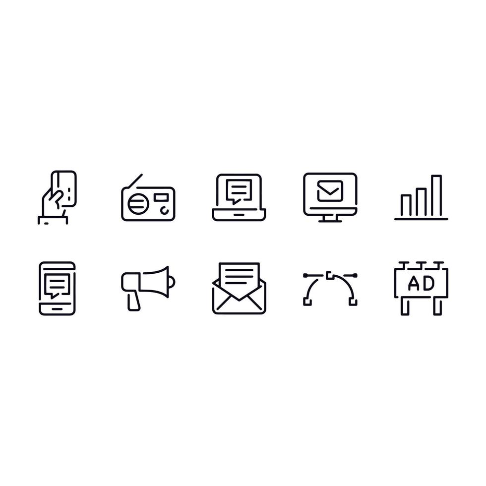 Marketing and Advertising Line Icons vector design