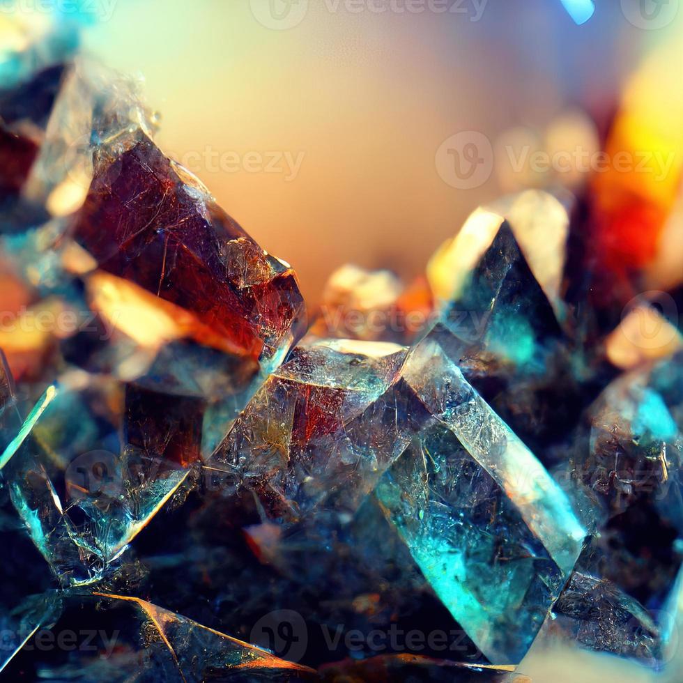 Abstract crystals on a blurred light background photo