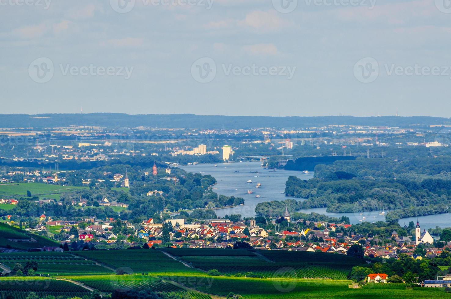 Rhein river in Ruedesheim in Rheinland-Pfalz, Germany photo