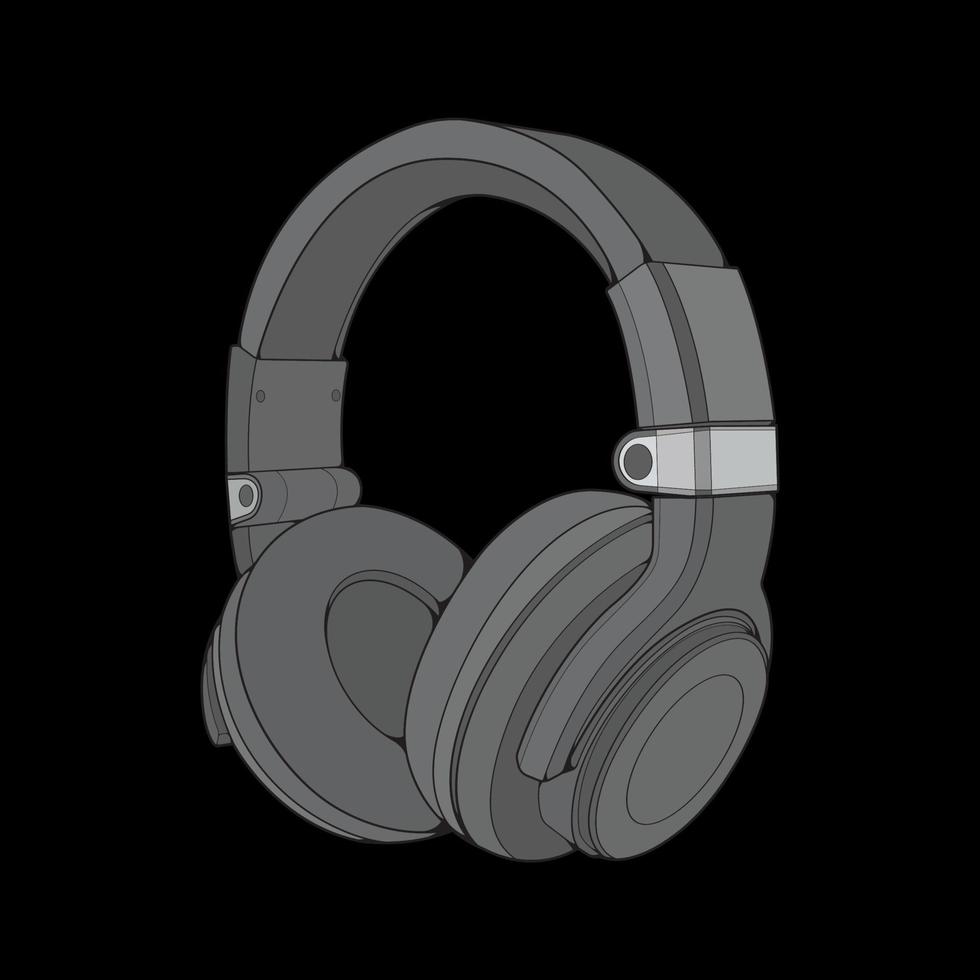 ilustración de vector de auriculares de bloque de color, concepto de música, vector de arte de línea, auriculares portátiles, vector de auriculares