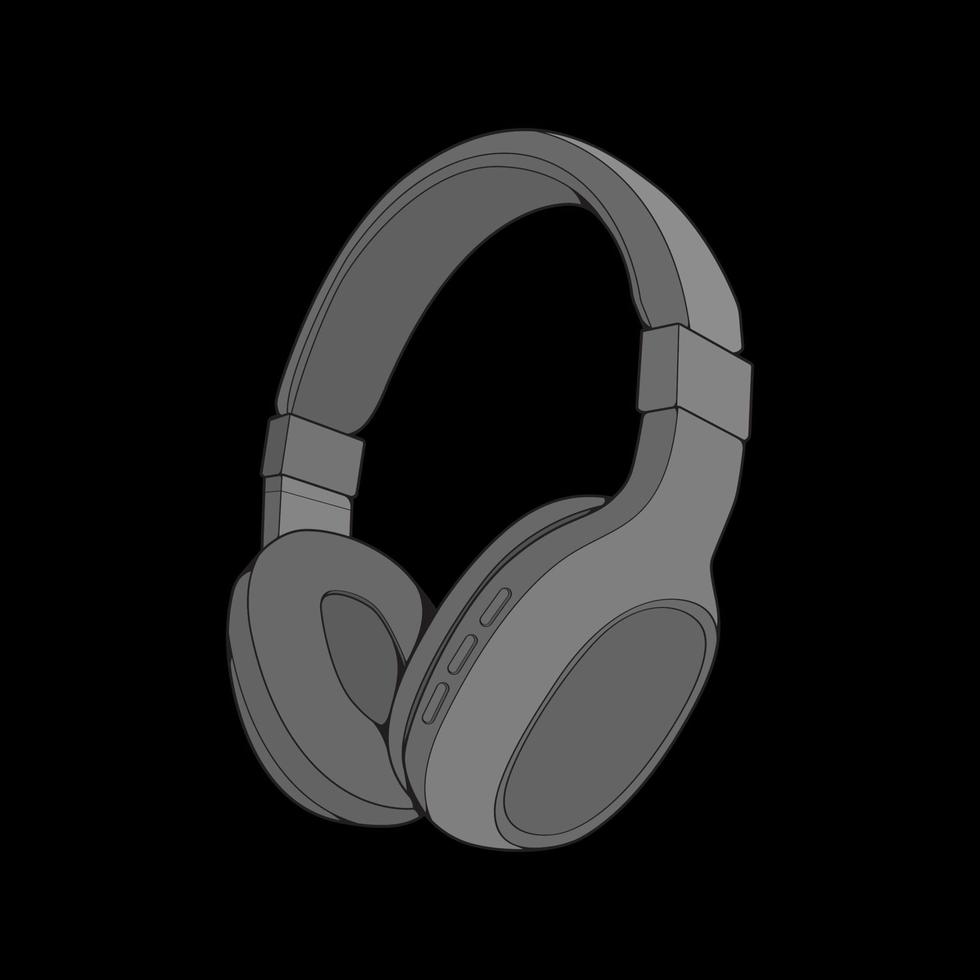 ilustración de vector de auriculares de bloque de color, concepto de música, vector de arte de línea, auriculares portátiles, vector de auriculares