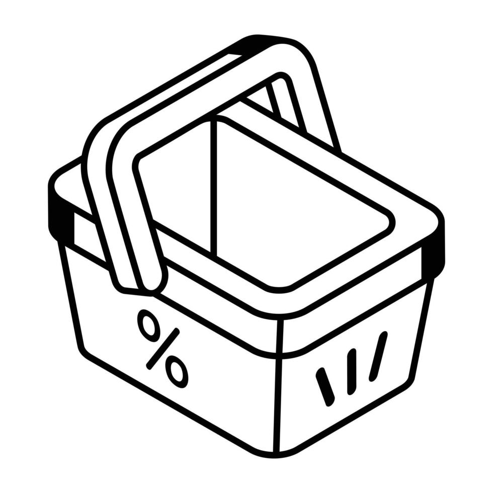A customizable isometric icon of shopping discount vector