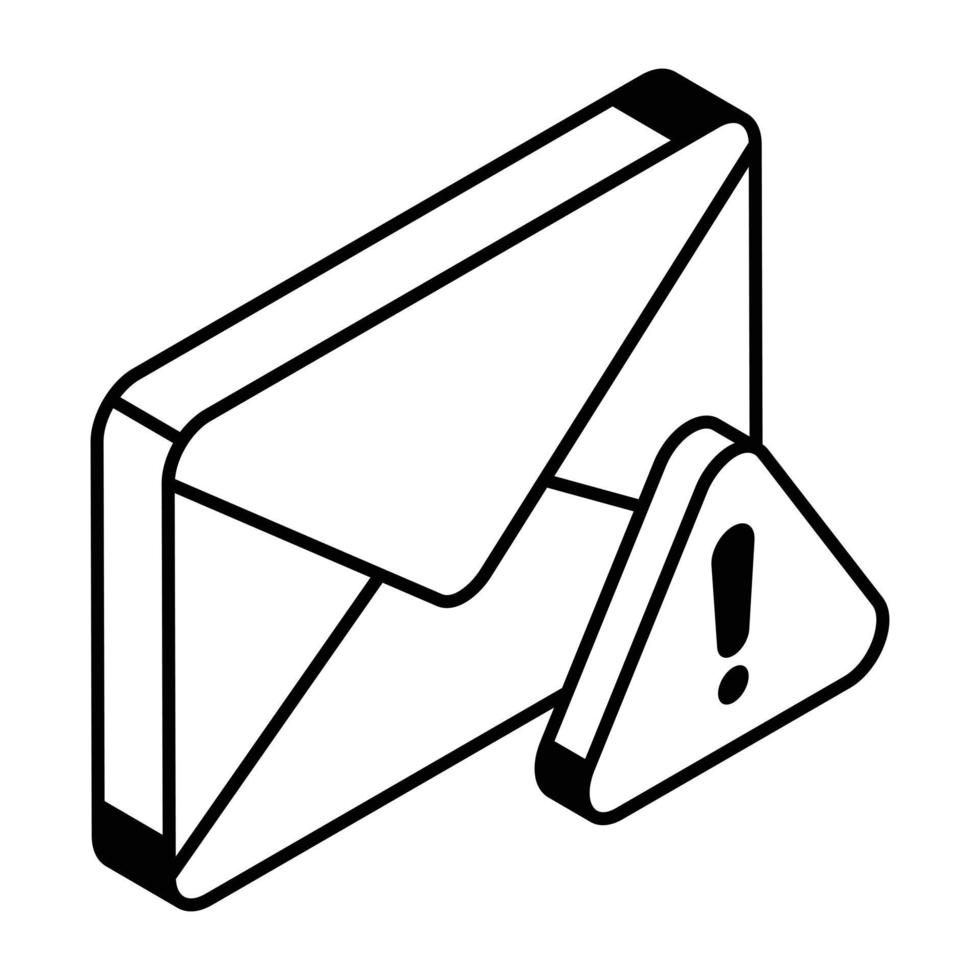An email error line isometric icon vector